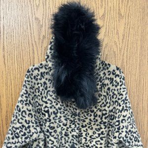 Leopard Print Wool / Raccoon Hoodie - Morris Kaye Furs - One of a Kind